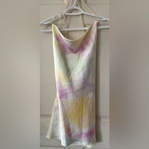 Zara Pastel Tie-Dye Cowl Neck Slip Dress - Pink, Yellow, Mint